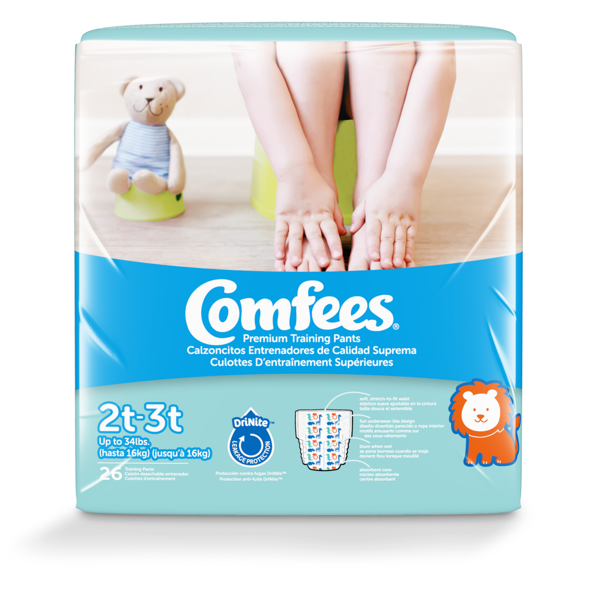 Comfees Boys Training Pants 2T-3T, 156ct