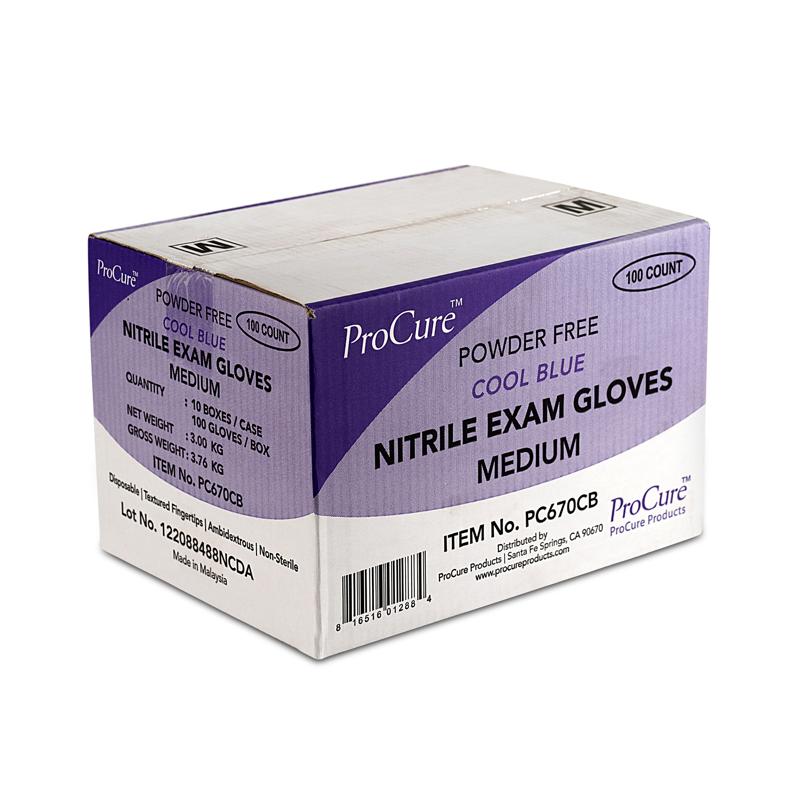 ProCure Nitrile Exam Gloves PF Cool Blue (M)