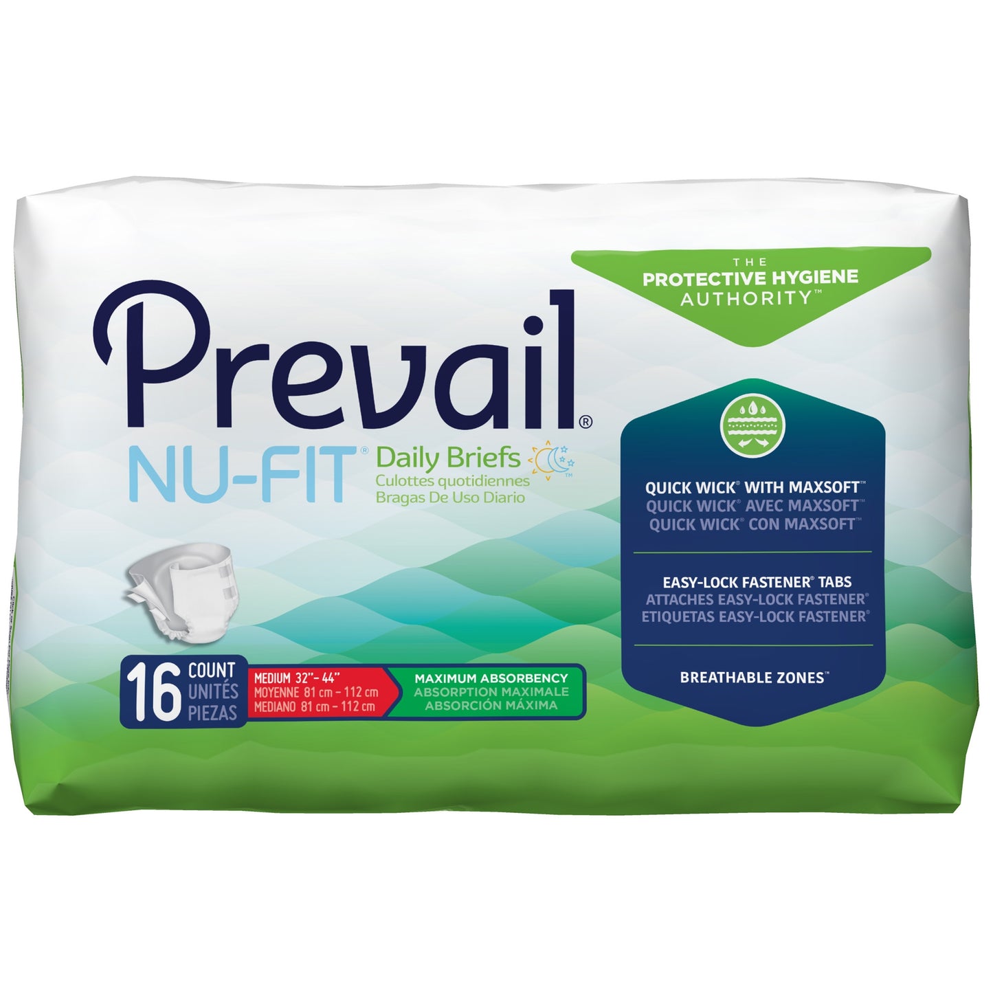 Prevail NuFit Briefs Medium (96ct)