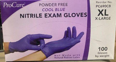 Procure Nitrile Exam Gloves PF Cool Blue (XLarge)