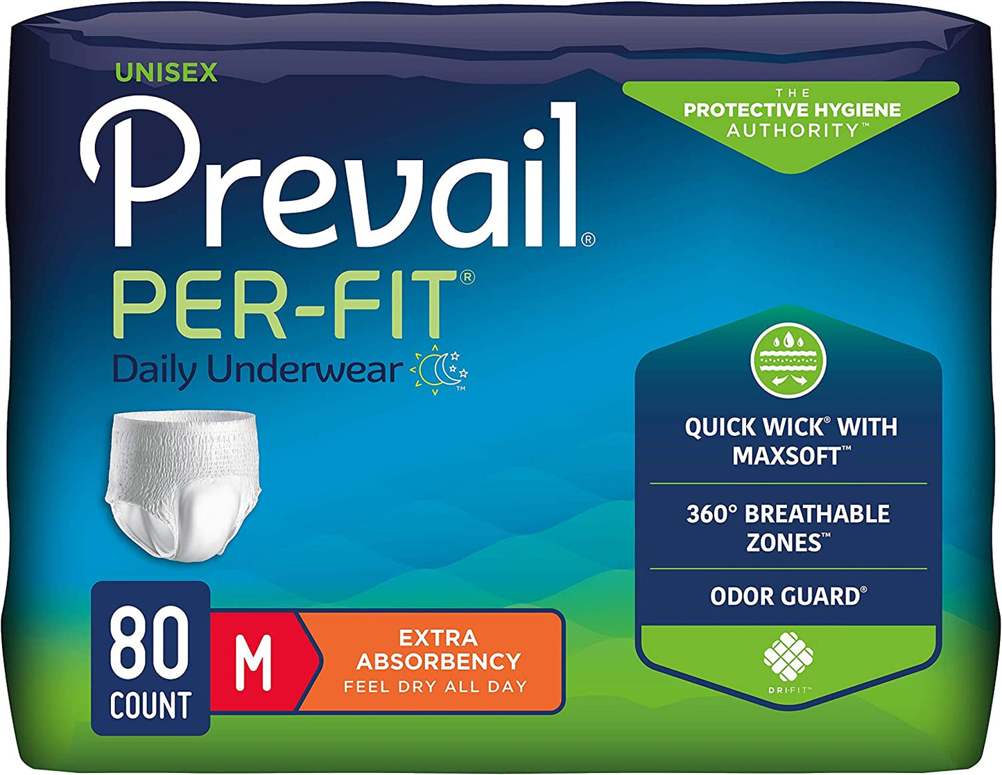 Prevail Per-Fit Extra Absorbency Daily Underwear Medium (80ct)