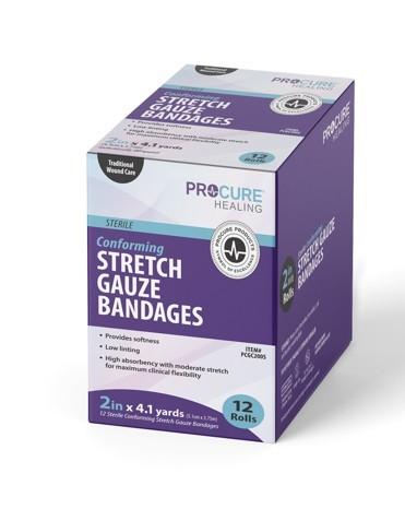 ProCure Gauze Conform Stretch Bandage Sterile 2"x4.1yd - 12ea/bx 8bx/cs