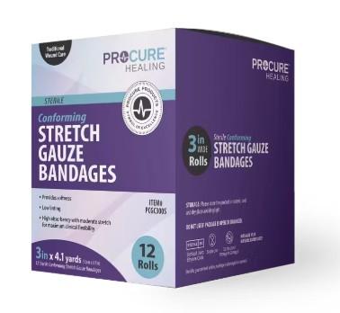 ProCure Gauze Conform Stretch Bandage Sterile 3"x4.1yd - 12ea/bx 8bx/cs