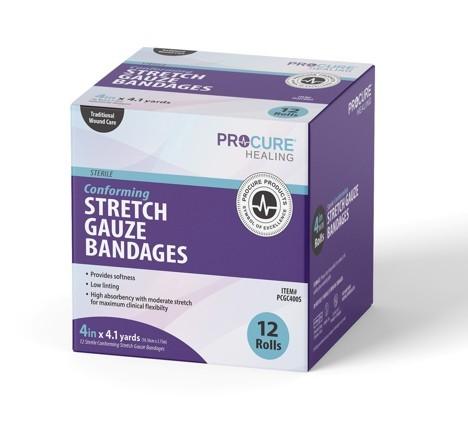 ProCure Gauze Conform Stretch Bandage Sterile 4"x4.1yd - 12ea/bx 8bx/cs