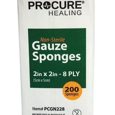 ProCure Gauze Sponges 2"x 2" 8-Ply  Non Sterile -  200pk/bx 25bx/cs