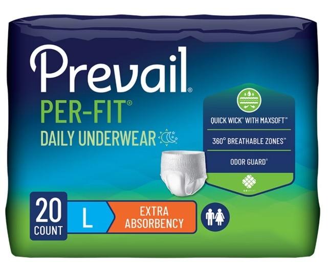 Prevail Per-Fit Extra Absorbency Daily Underwear Large (80ct)